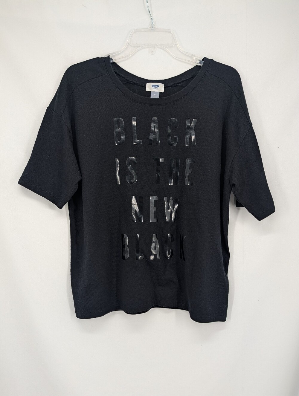 Old Navy Black Is The New Black Graphic Crewneck Tee Size M Boxy Oversized